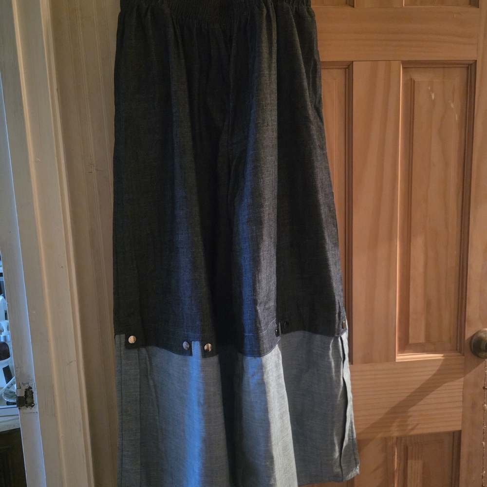 STYLEWE Two-Tone Black and Gray Cropped Wide-Leg Pants